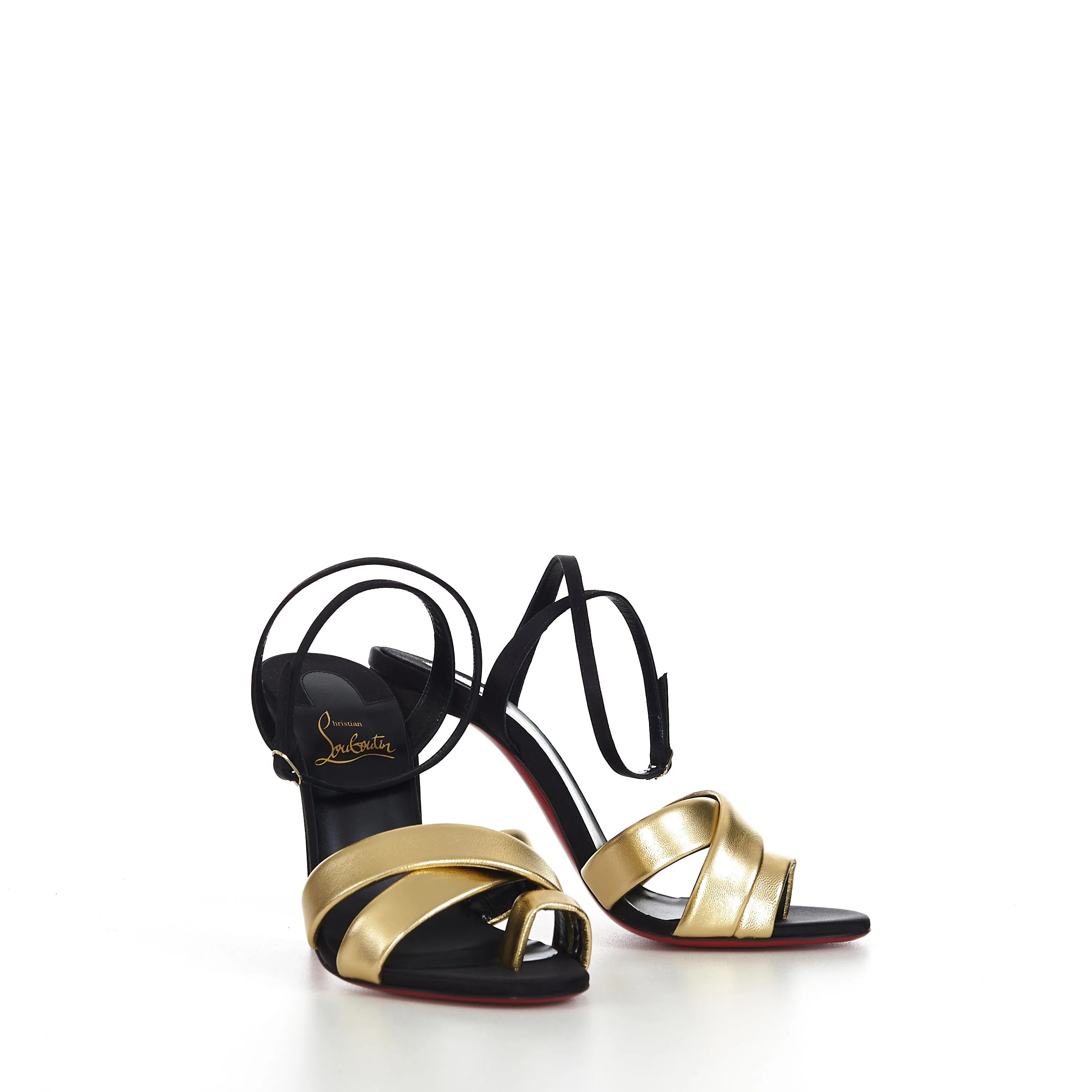 Just Me 100 Sandals In Black & Gold Leather