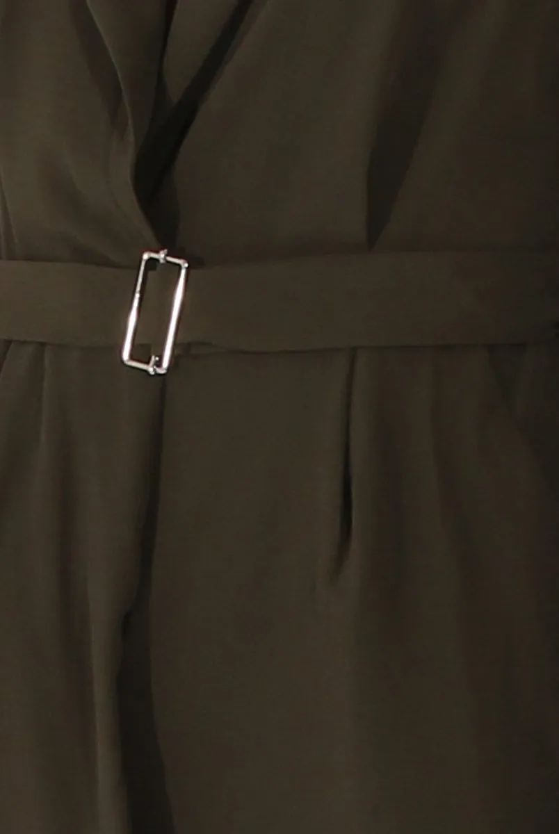 Khaki Utility Belted Playsuit - Charlee