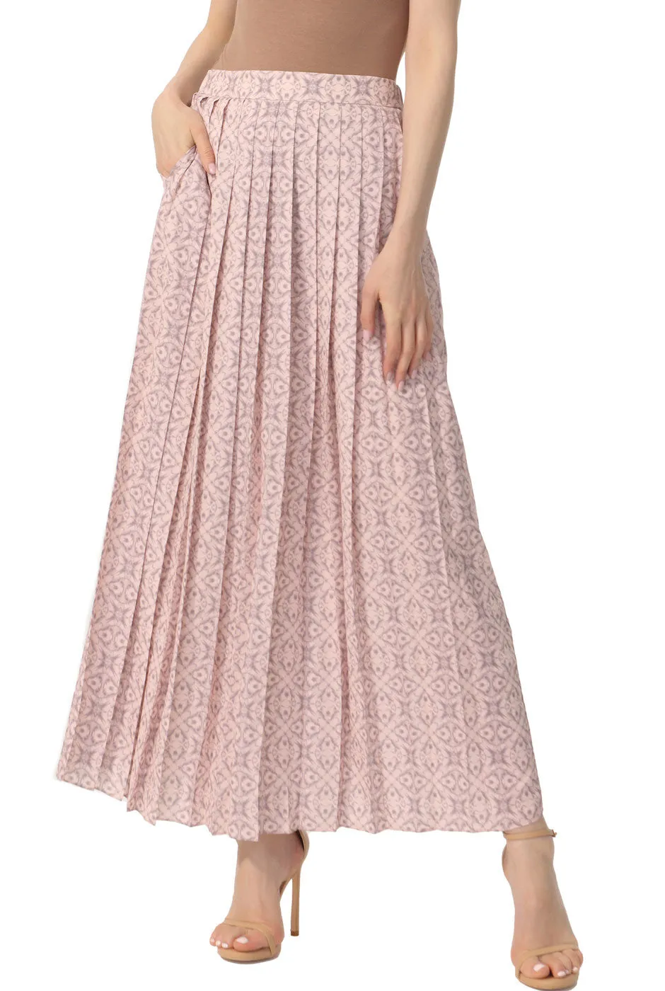Kimi   Kai Women Print Box Pleat Maxi Skirt