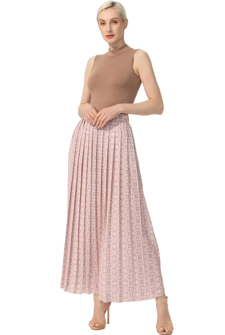 Kimi   Kai Women Print Box Pleat Maxi Skirt