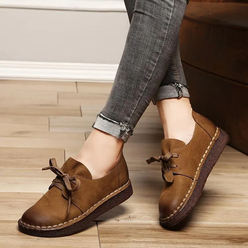 Lace-up Loafers Casual Flat Shoe Pregnant Women Shoe Mother Driving Shoe