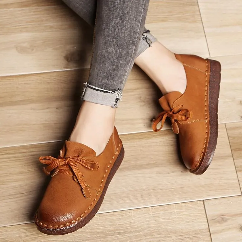 Lace-up Loafers Casual Flat Shoe Pregnant Women Shoe Mother Driving Shoe