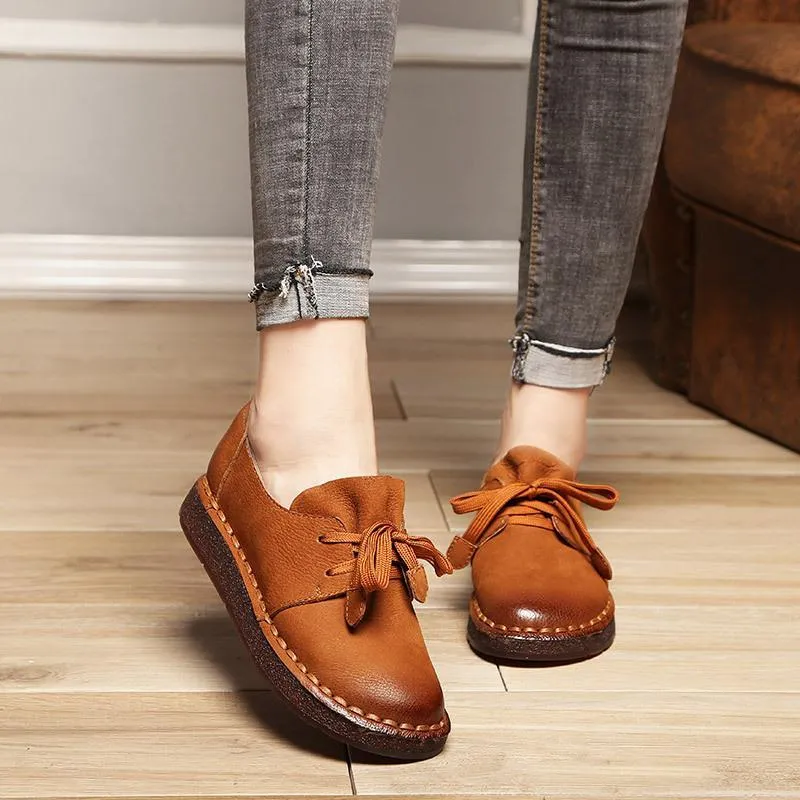 Lace-up Loafers Casual Flat Shoe Pregnant Women Shoe Mother Driving Shoe