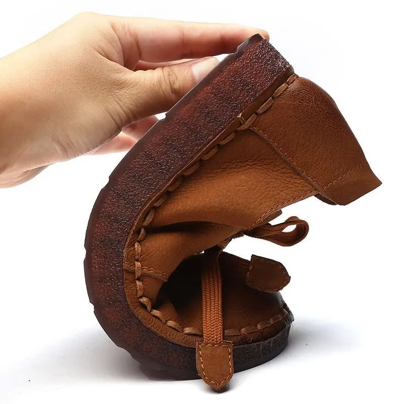 Lace-up Loafers Casual Flat Shoe Pregnant Women Shoe Mother Driving Shoe