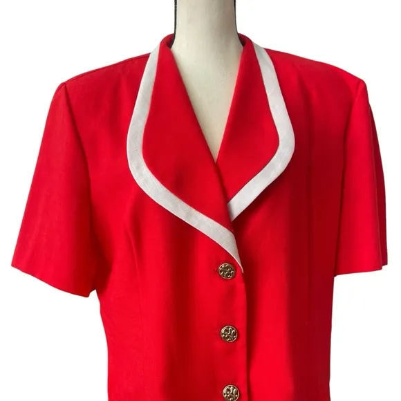 Lady Carole of New York Red Women's Jacket with White Trim