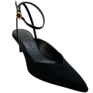 Lanvin Black Grosgrain Ankle Strap Pumps