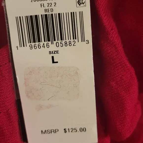 Lauren Ralph Lauren Women's Ruffle-Trim Jersey Red Sweater Size: Large  NWT