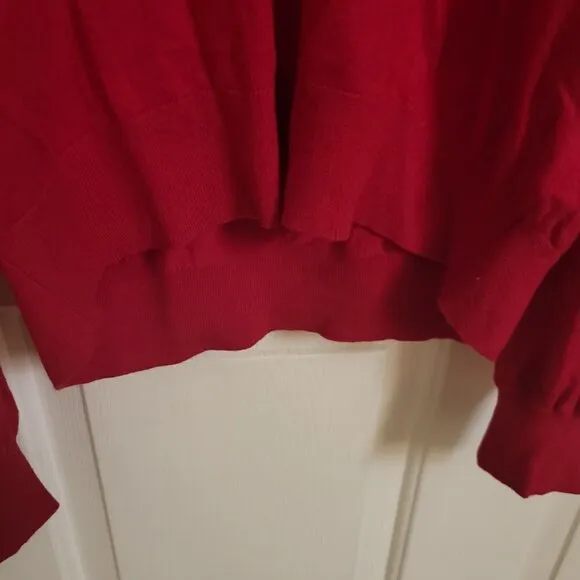 Lauren Ralph Lauren Women's Ruffle-Trim Jersey Red Sweater Size: Large  NWT