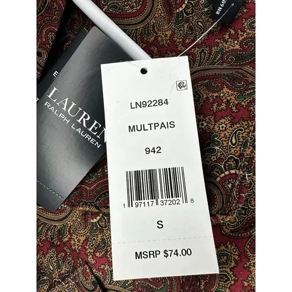 Lauren Ralph Lauren Womens S NWT Red Paisley Sateen Pajama Pants Set NEW Royalty