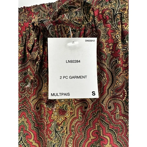 Lauren Ralph Lauren Womens S NWT Red Paisley Sateen Pajama Pants Set NEW Royalty