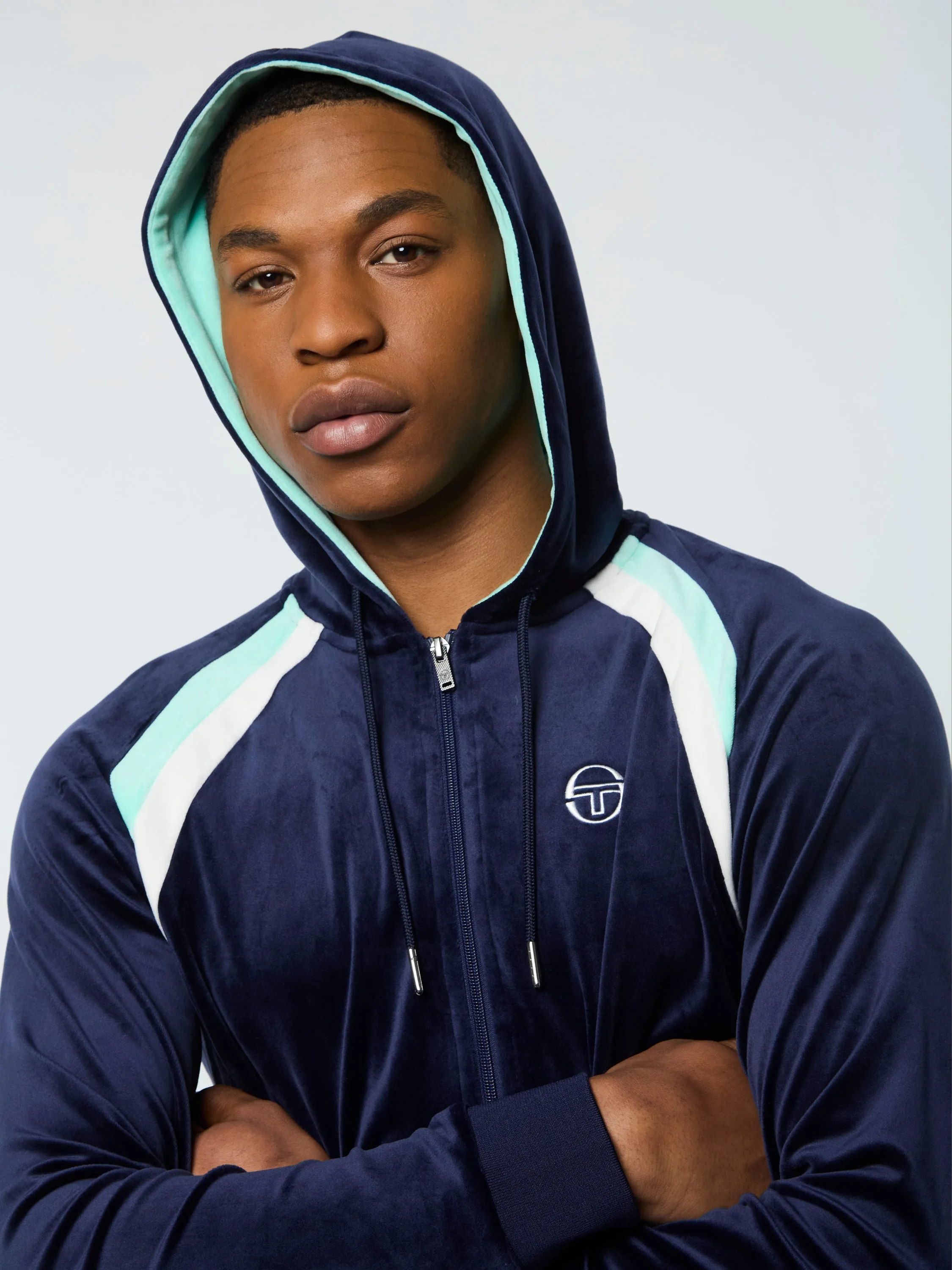 Lazaro Velour Hoodie- Maritime Blue