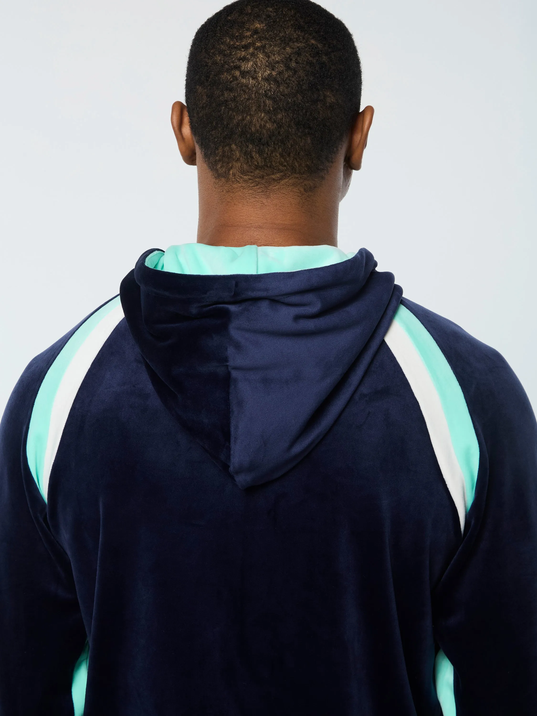 Lazaro Velour Hoodie- Maritime Blue