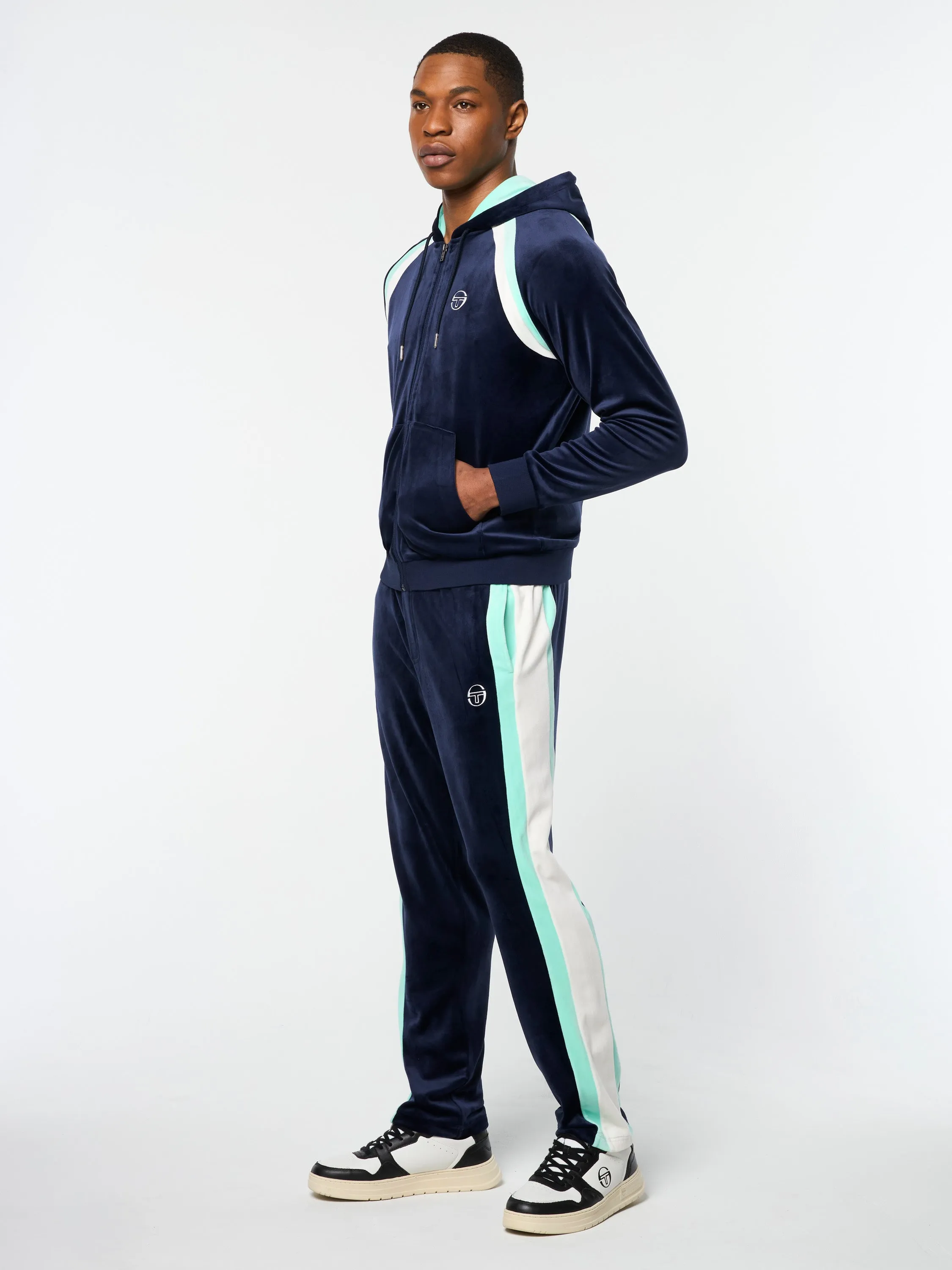 Lazaro Velour Hoodie- Maritime Blue