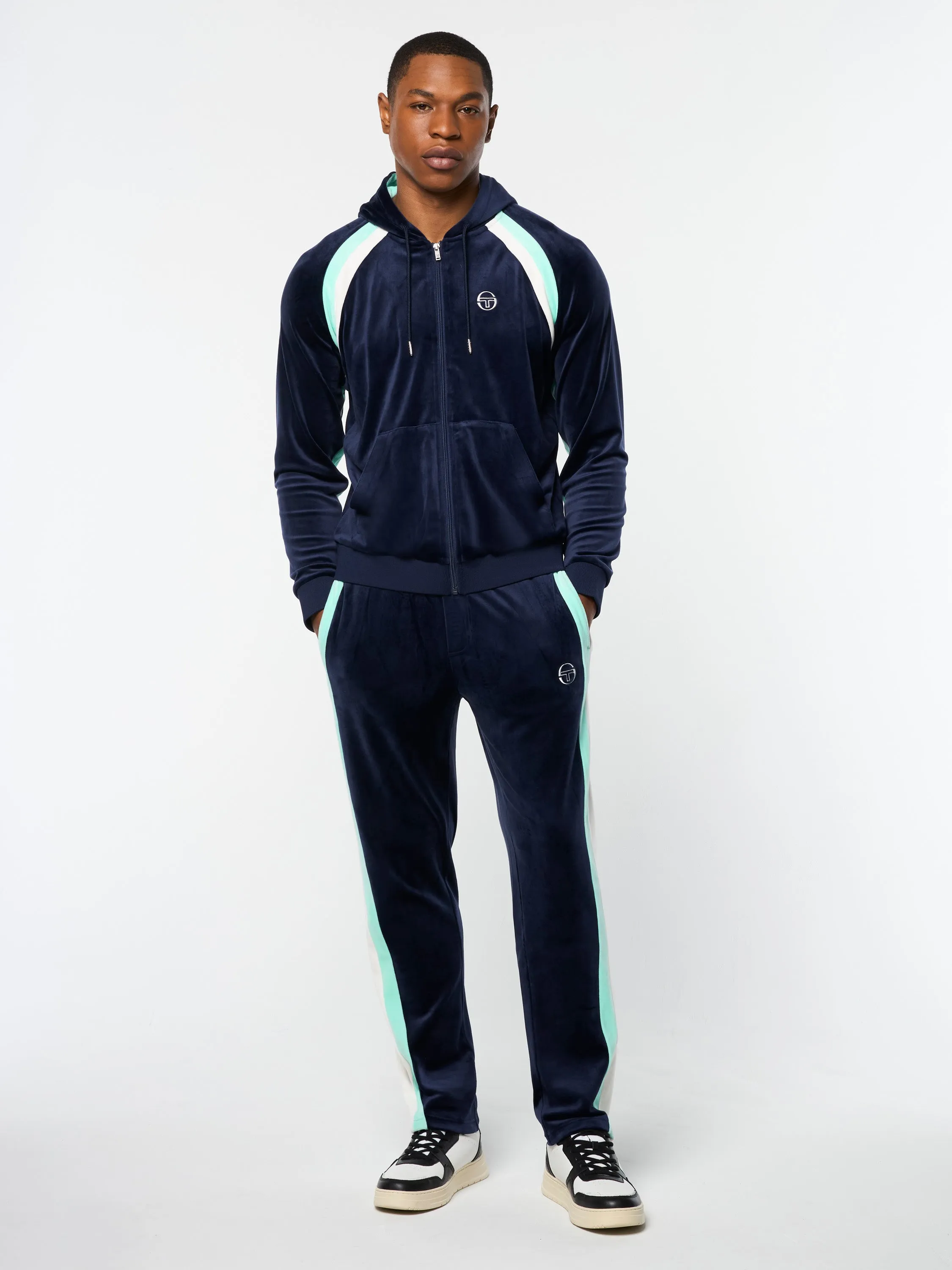 Lazaro Velour Hoodie- Maritime Blue