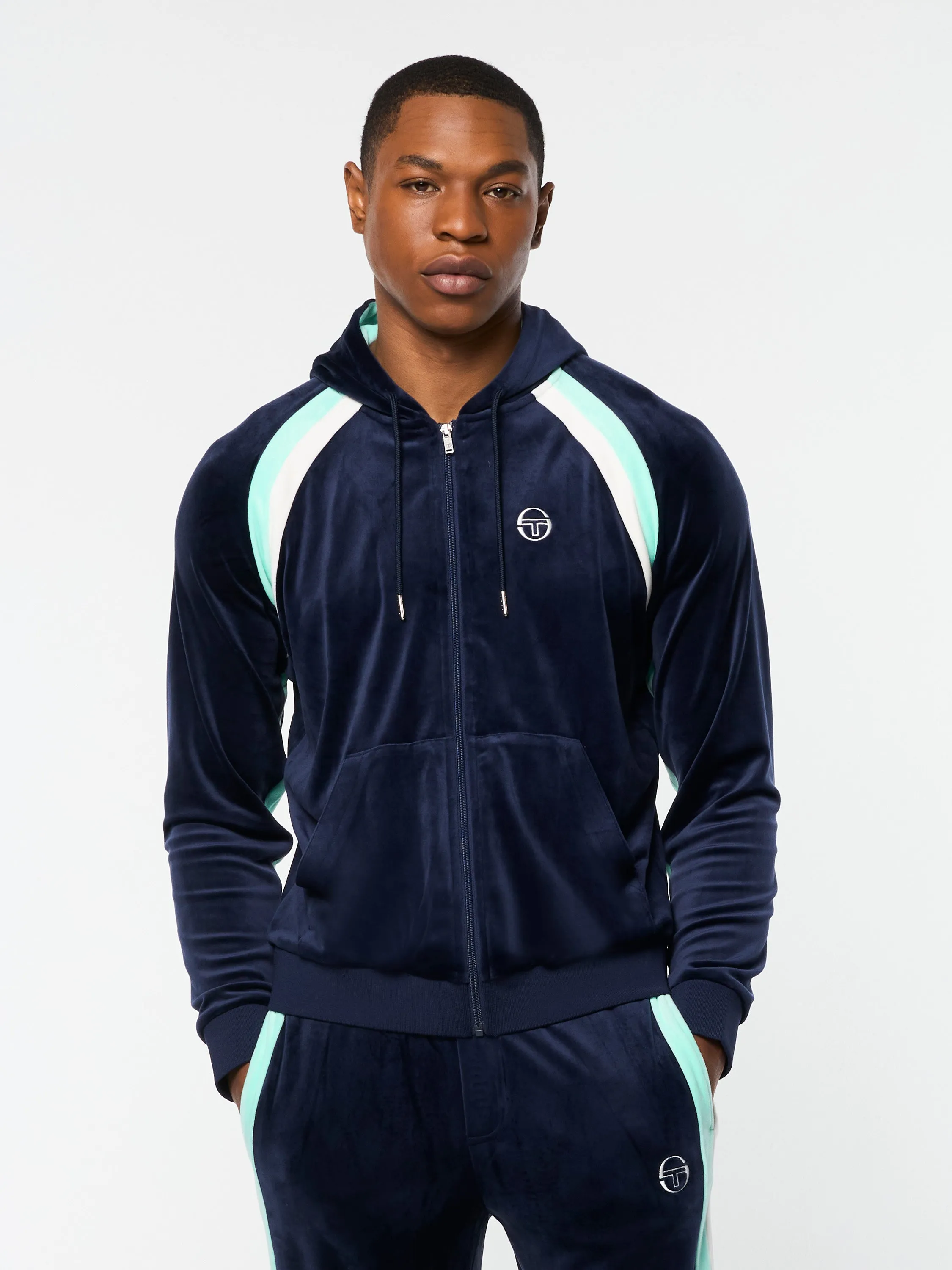 Lazaro Velour Hoodie- Maritime Blue