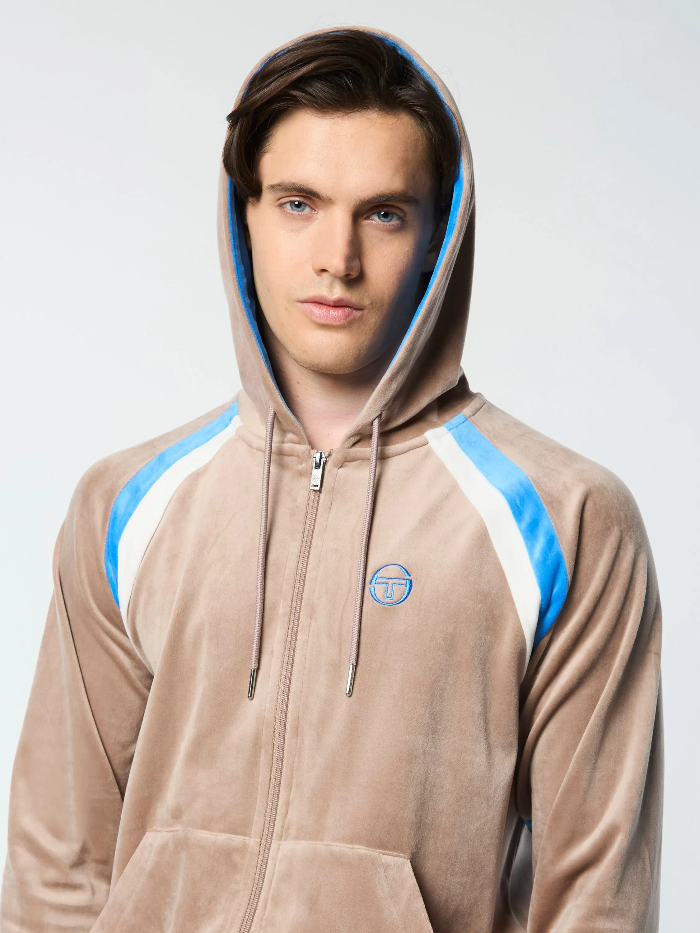 Lazaro Velour Hoodie- Taupe Grey