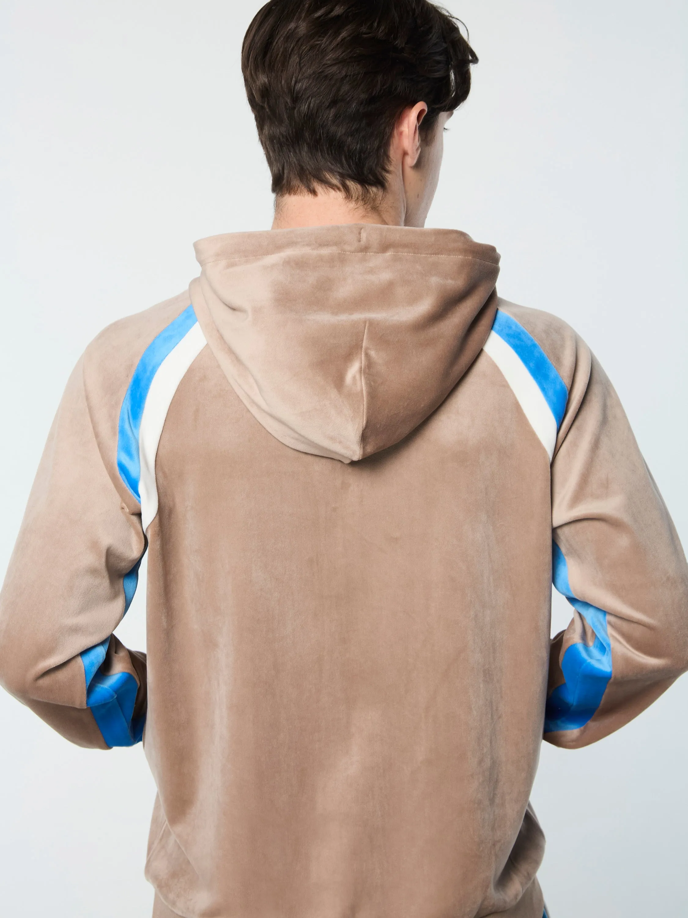 Lazaro Velour Hoodie- Taupe Grey