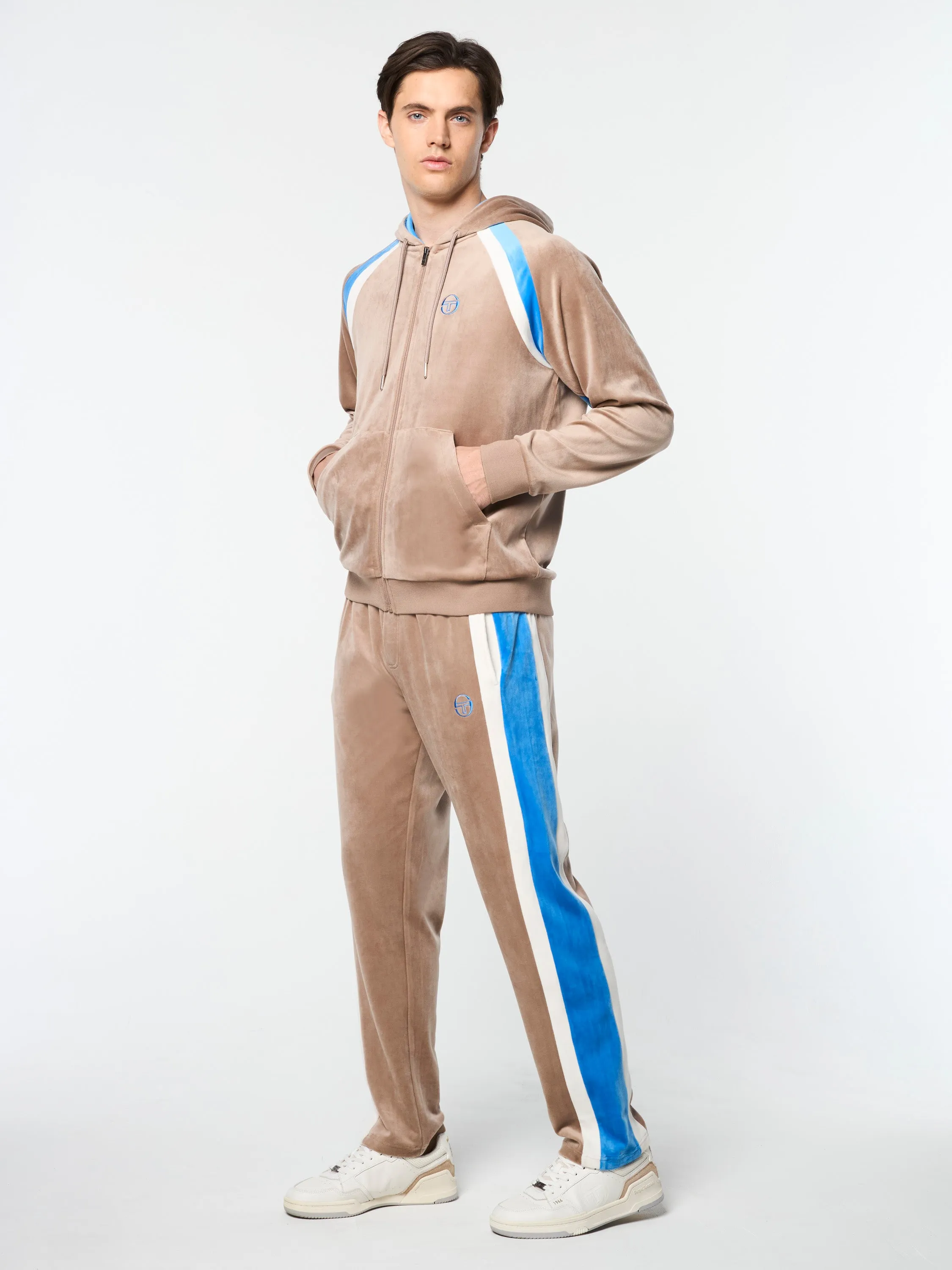 Lazaro Velour Hoodie- Taupe Grey
