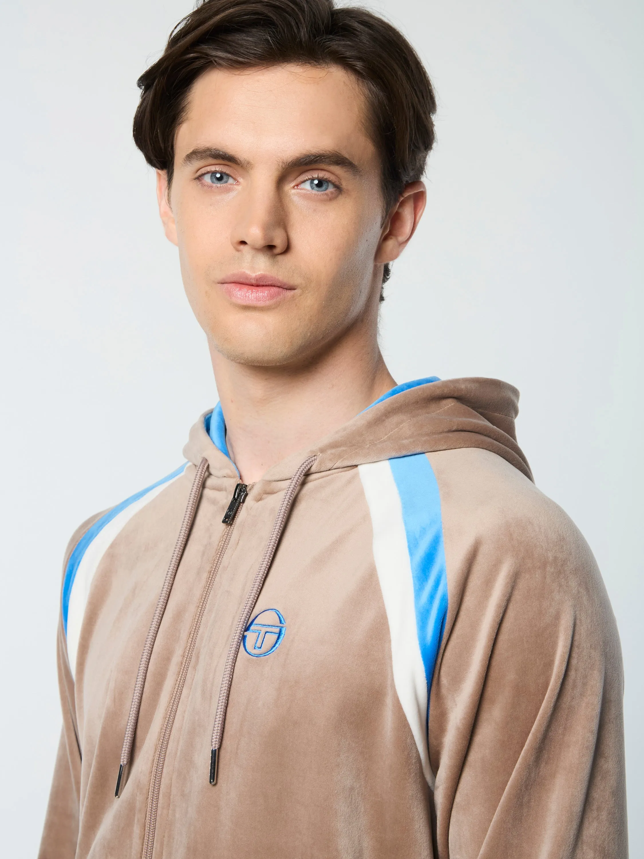 Lazaro Velour Hoodie- Taupe Grey