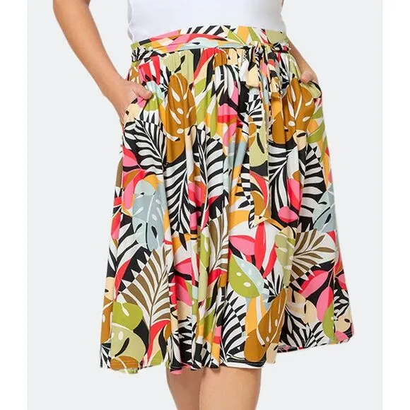 Leota Women's Mindy Skirt in Paradise Pop  Black Size 2XL