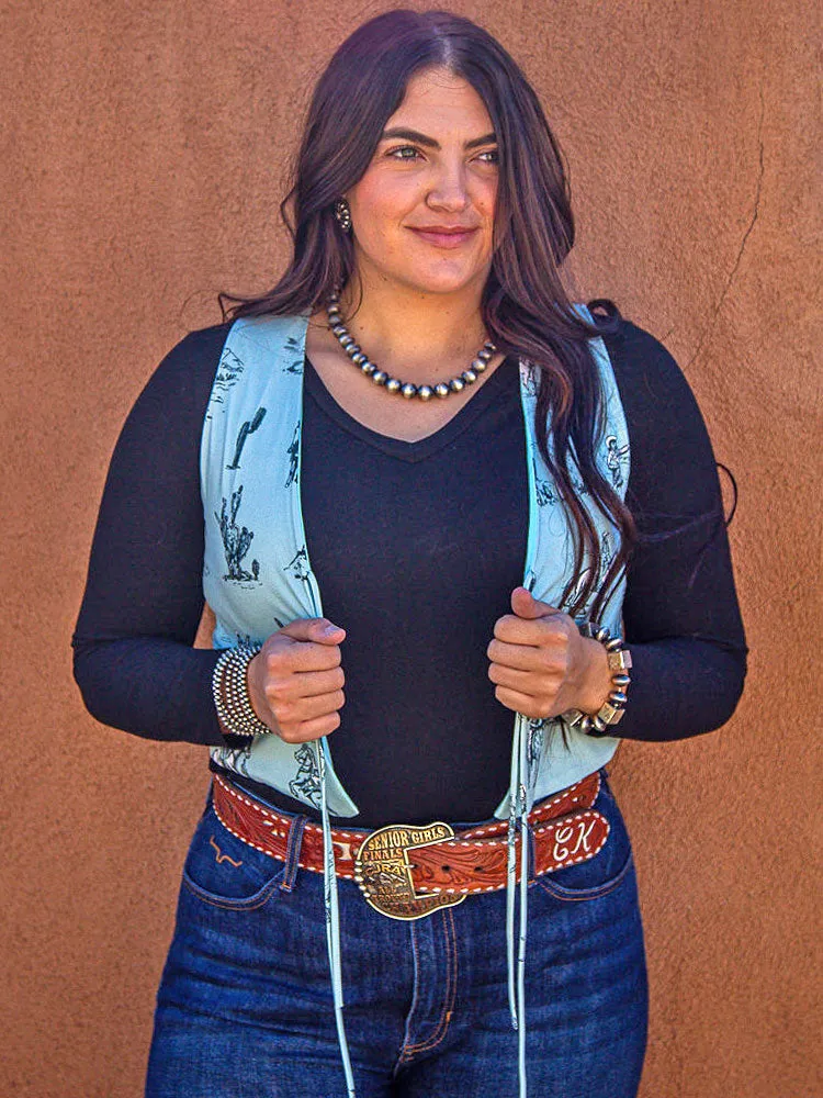Light Blue Tie-String Vest