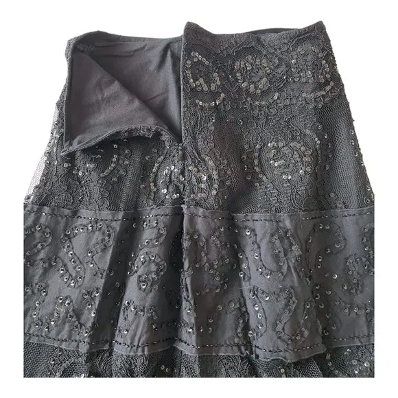 Lillie Rubin Women's Black Lace Sequins Skirt, 2