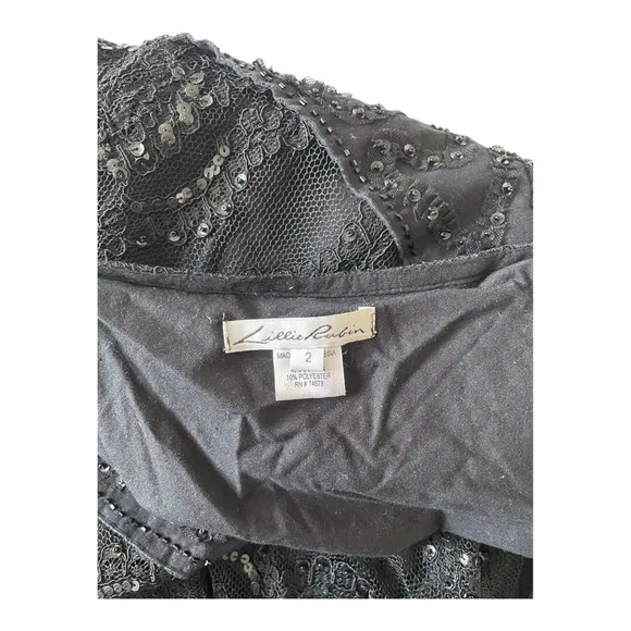 Lillie Rubin Women's Black Lace Sequins Skirt, 2