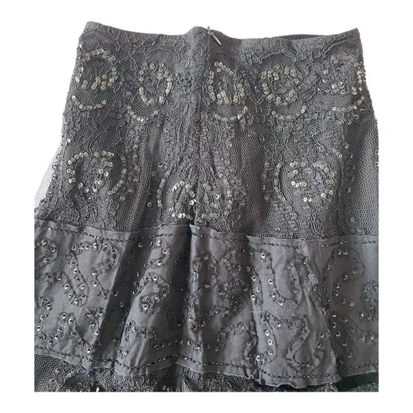 Lillie Rubin Women's Black Lace Sequins Skirt, 2