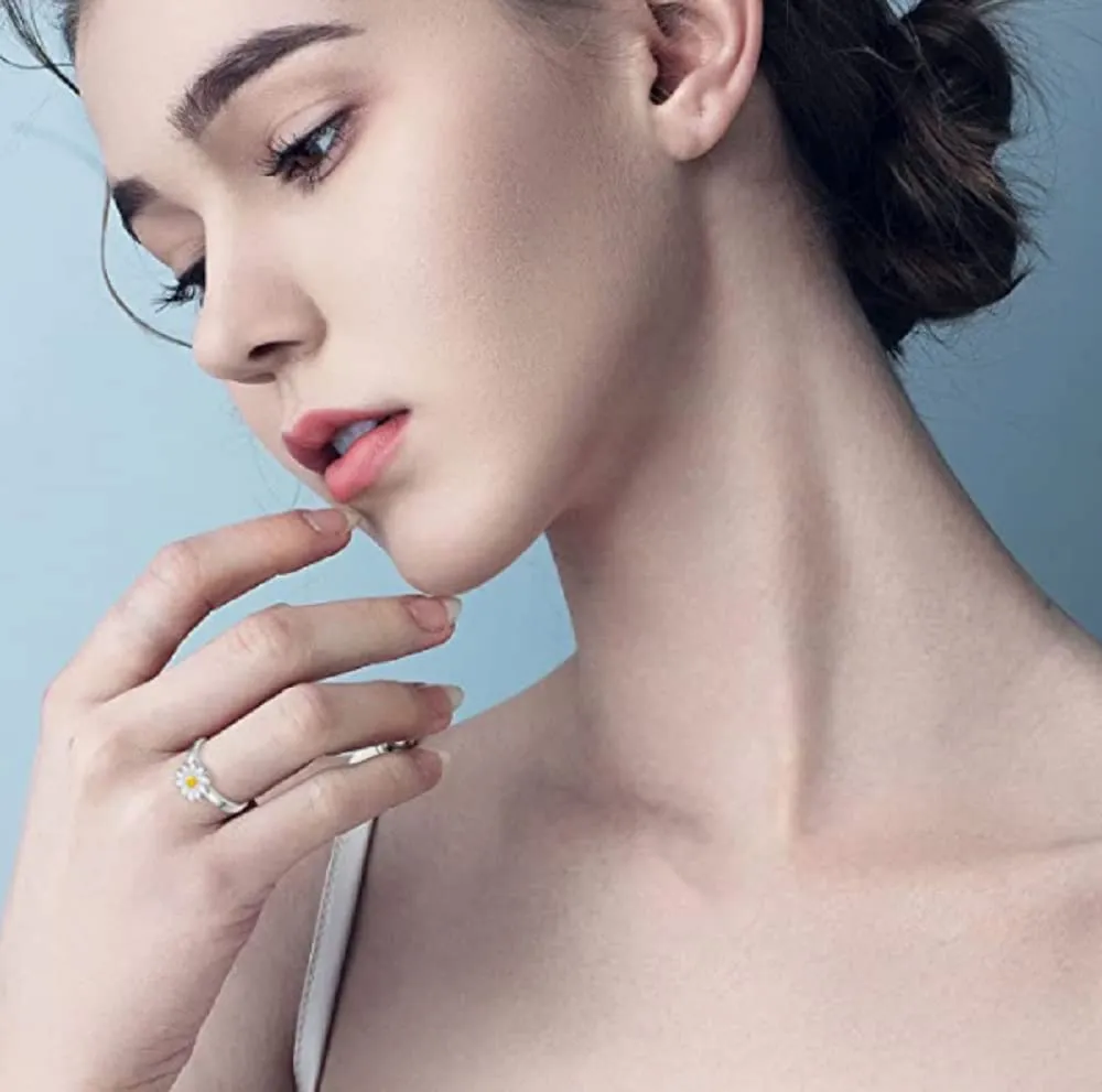 LIOYSIUT Rotating Live Mouth Ring Devil's Eye Ring Anti-Anxiety Stress Relief Micro-set Zircon Ring (angel eye)