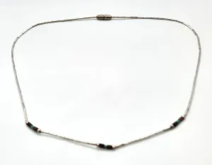 Liquid silver plated heishi beaded vintage block turquoise and shell Native retro necklace