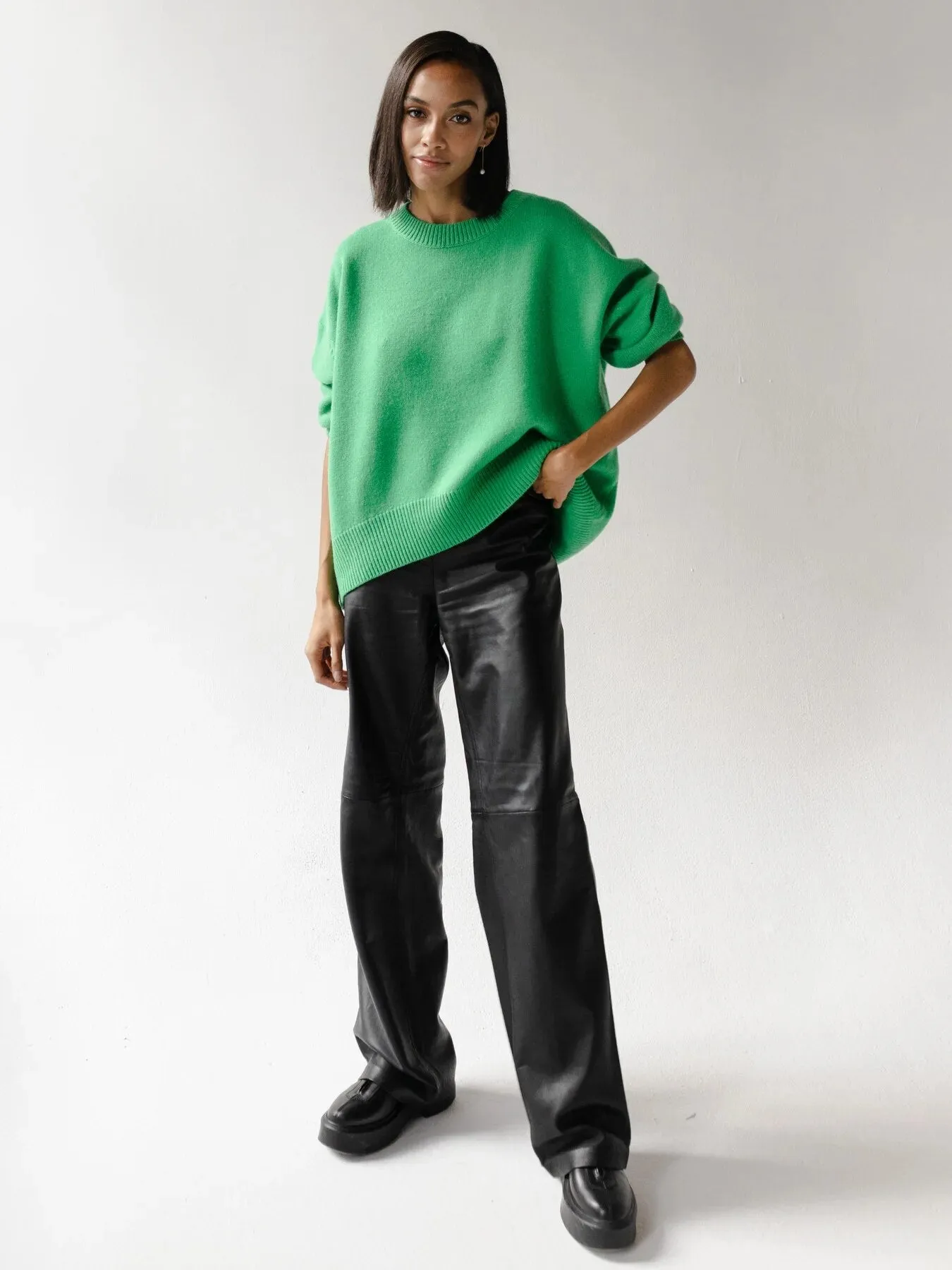 Loose Knitted Sweater For Women Elegant O-Neck Long Sleeve Knitted Pullover Top Warm Thick Jumpers