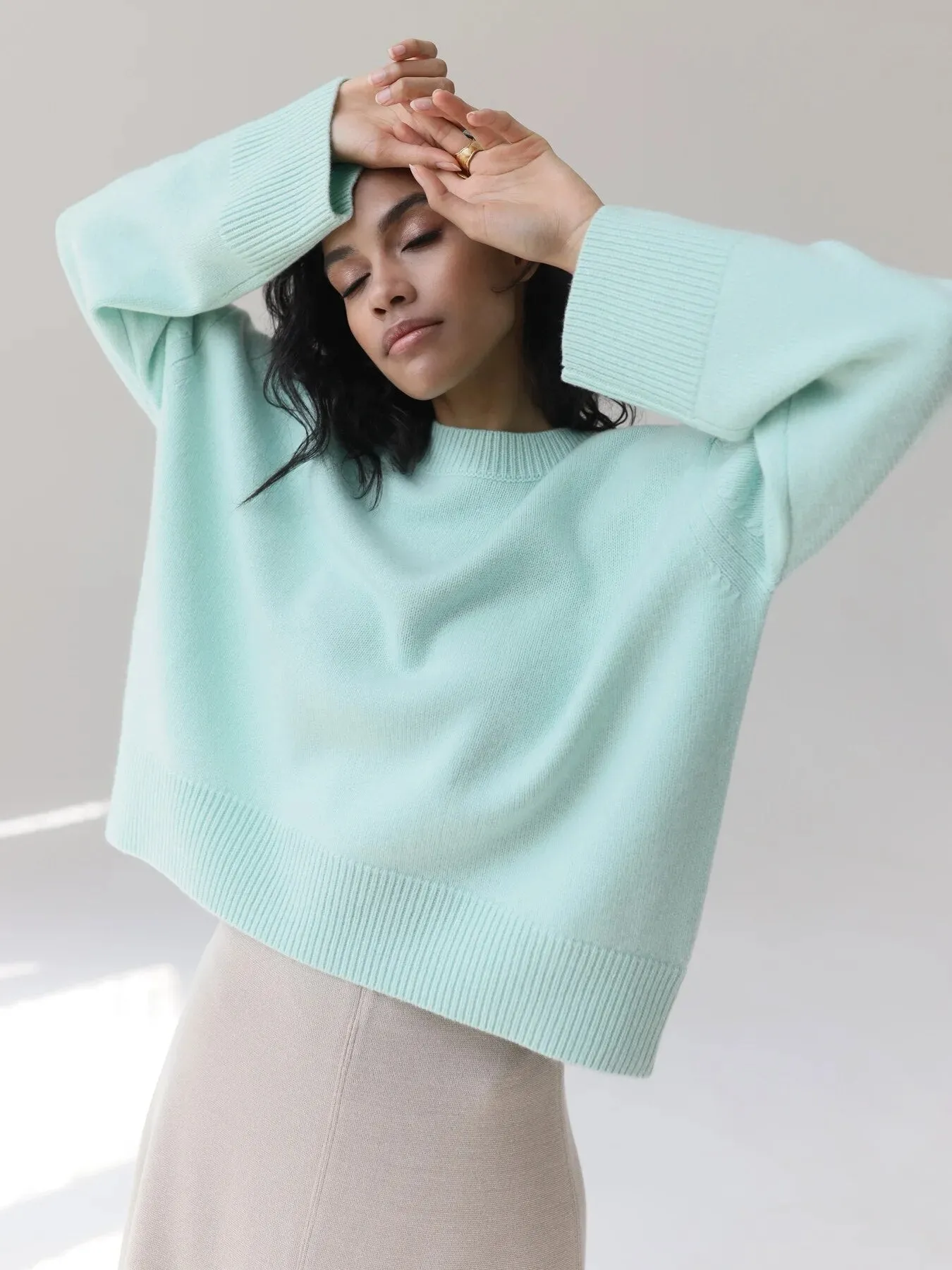Loose Knitted Sweater For Women Elegant O-Neck Long Sleeve Knitted Pullover Top Warm Thick Jumpers