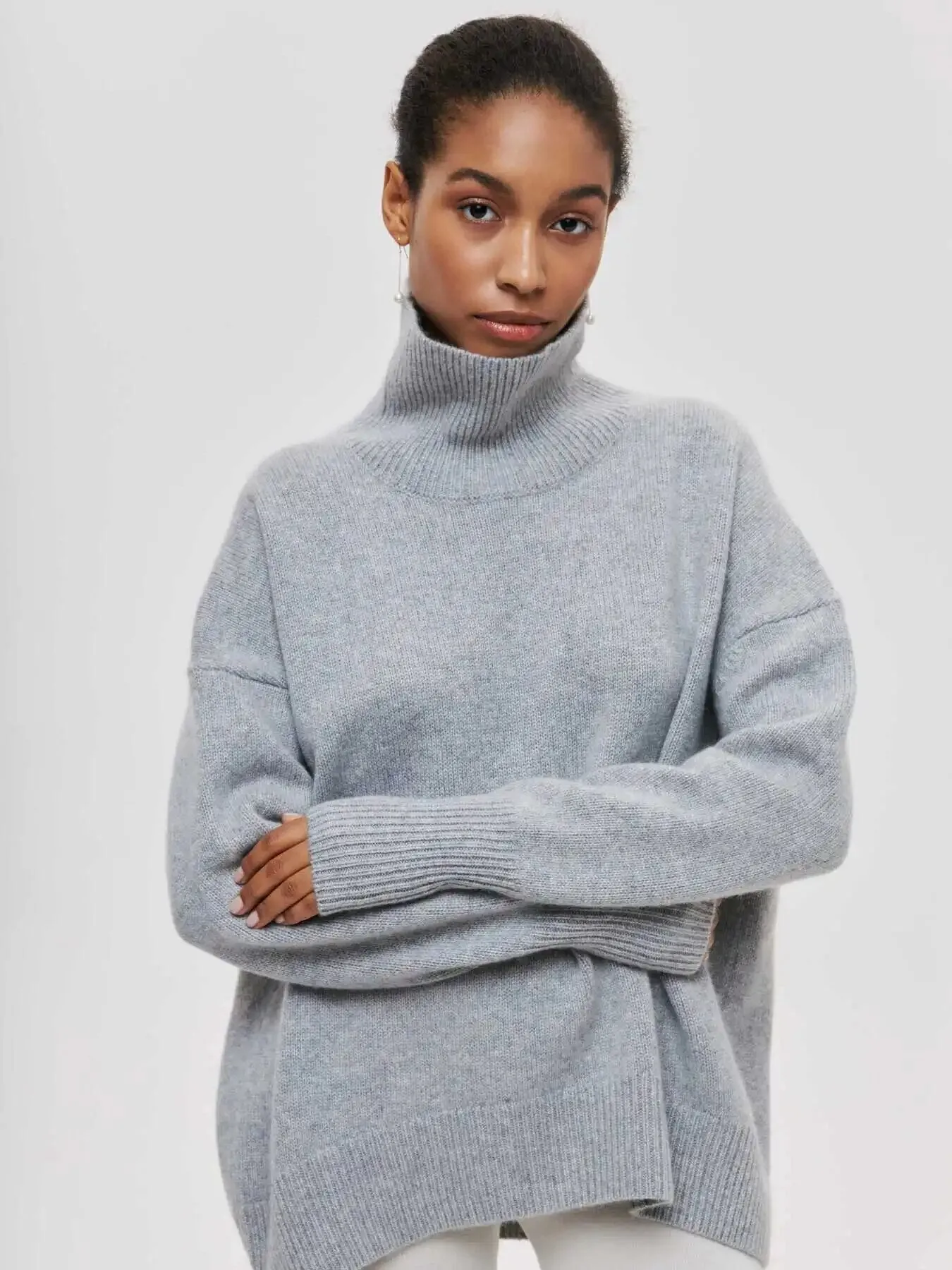 Loose Knitted Sweater For Women Elegant O-Neck Long Sleeve Knitted Pullover Top Warm Thick Jumpers