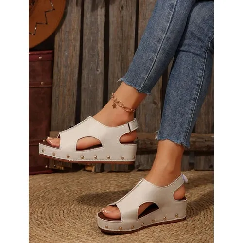 'Lorelai' Leather Studded Wedges