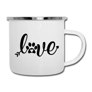 Love With Paw Print White Enamel Camper Mug