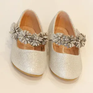Luxe Kidz Flower Strap Glittery Ballerina Shoes