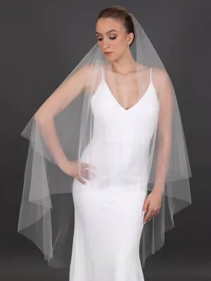 Luxe Soft Italian Tulle 52" Cut Edge Drop with 30" Blusher Veil