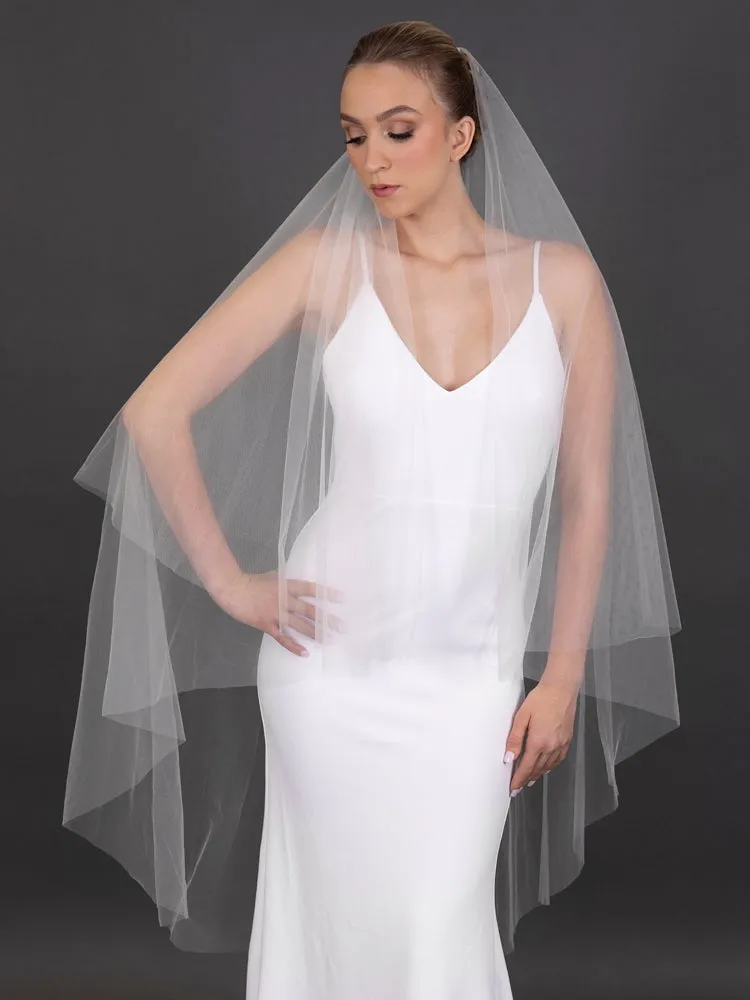 Luxe Soft Italian Tulle 52" Cut Edge Drop with 30" Blusher Veil