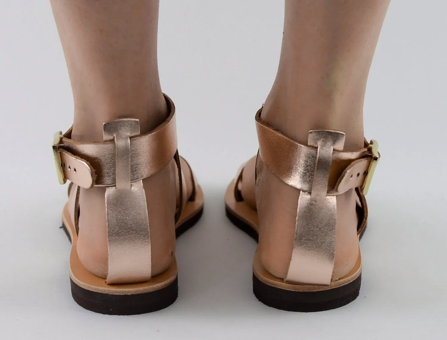 LYSSA ROSE GOLD LEATHER SANDALS