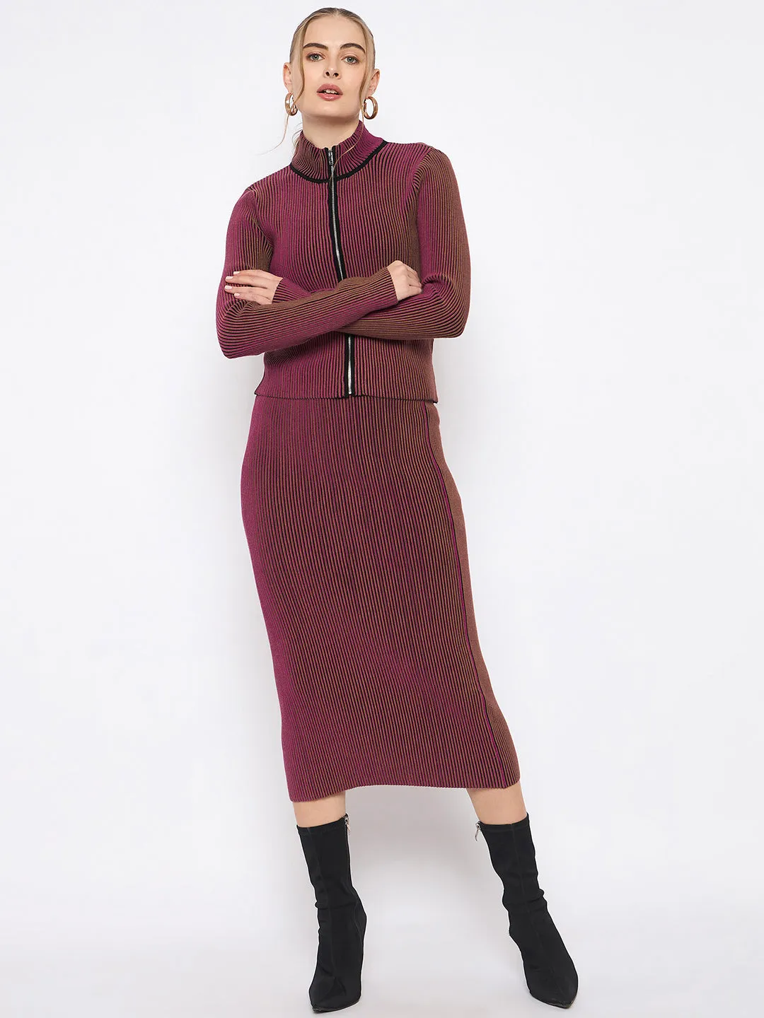 Madame Zipped Top and Skirt Co-ord Set