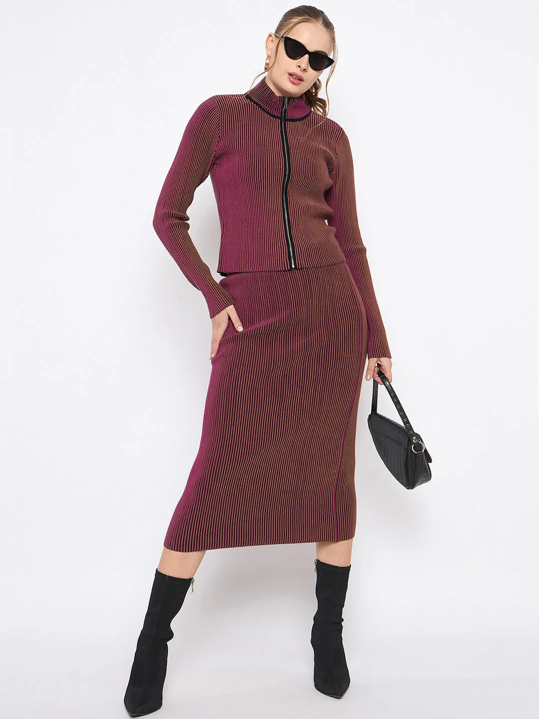 Madame Zipped Top and Skirt Co-ord Set