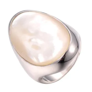 Magnificent Simulated Pearl Shell 925 Sterling Silver Ring for Women
