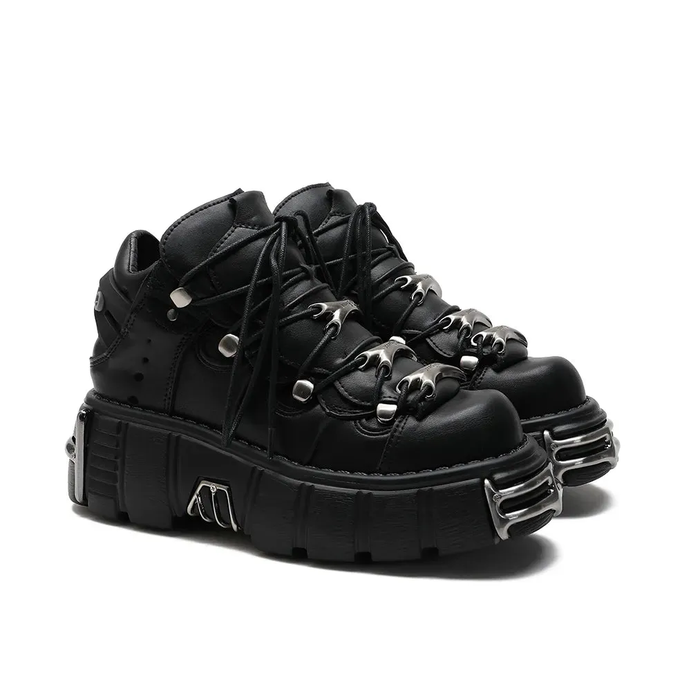 Make a Statement with Metal Toe Platform Punk Flats - Perfect for Goths, Metalheads, and Alternative Fashion Lovers