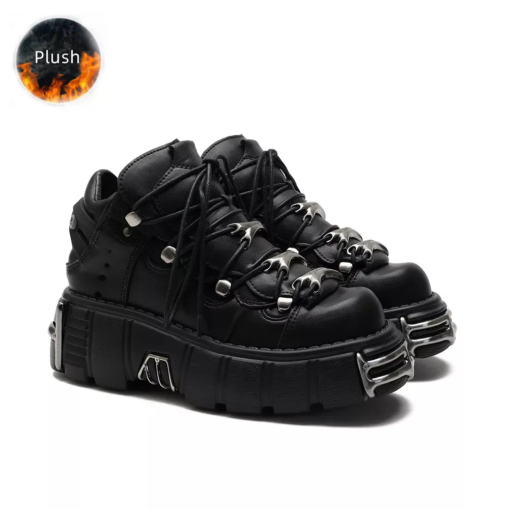Make a Statement with Metal Toe Platform Punk Flats - Perfect for Goths, Metalheads, and Alternative Fashion Lovers