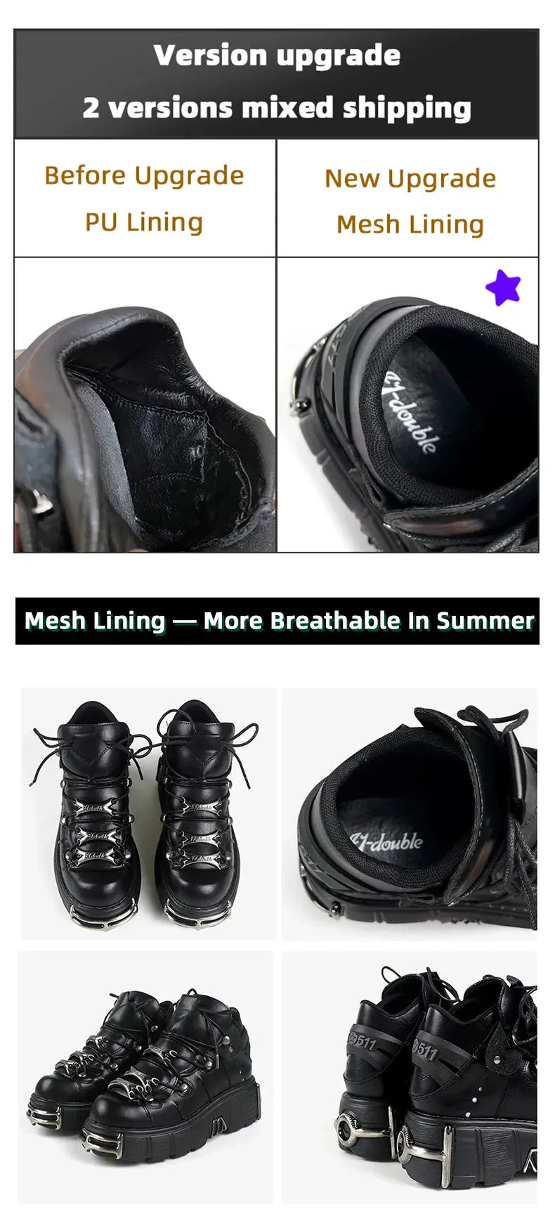 Make a Statement with Metal Toe Platform Punk Flats - Perfect for Goths, Metalheads, and Alternative Fashion Lovers
