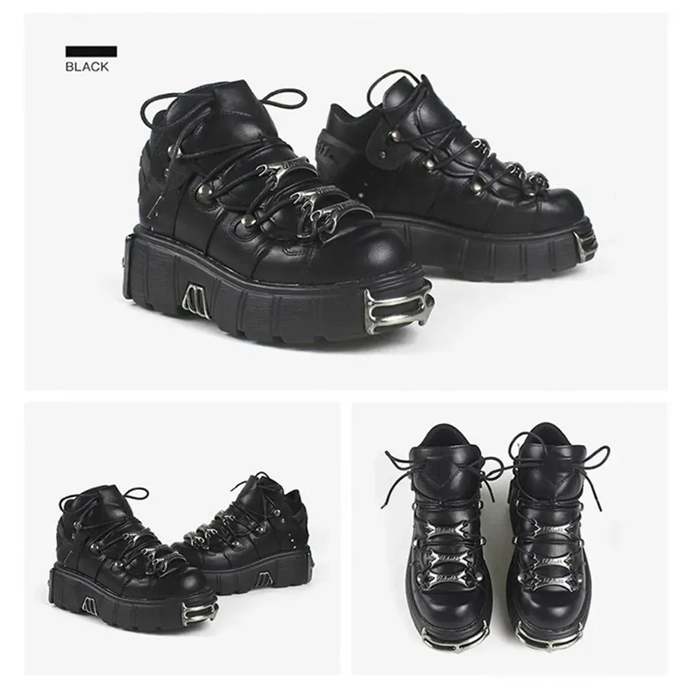Make a Statement with Metal Toe Platform Punk Flats - Perfect for Goths, Metalheads, and Alternative Fashion Lovers