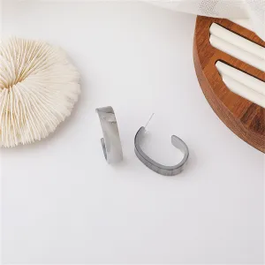 Marble Acrylic & Silver-Plated Huggie Earrings