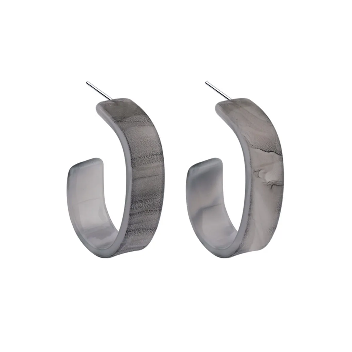 Marble Acrylic & Silver-Plated Huggie Earrings