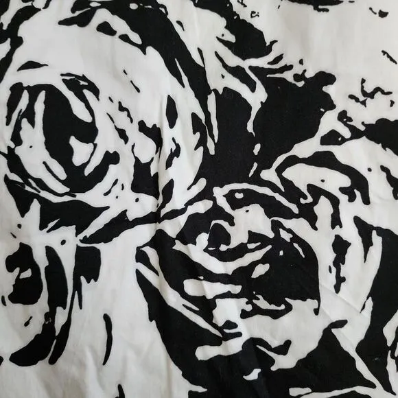 Max Mara Studio Pencil Skirt Italy Size L 12  White Black Rose Cotton Stretch