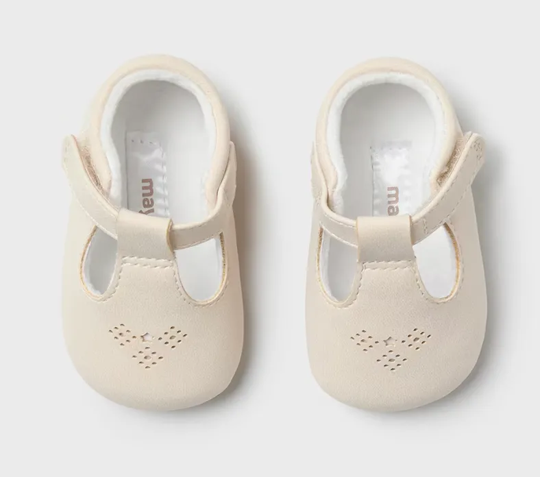Mayoral Baby Beige T-Strap Crib Shoes